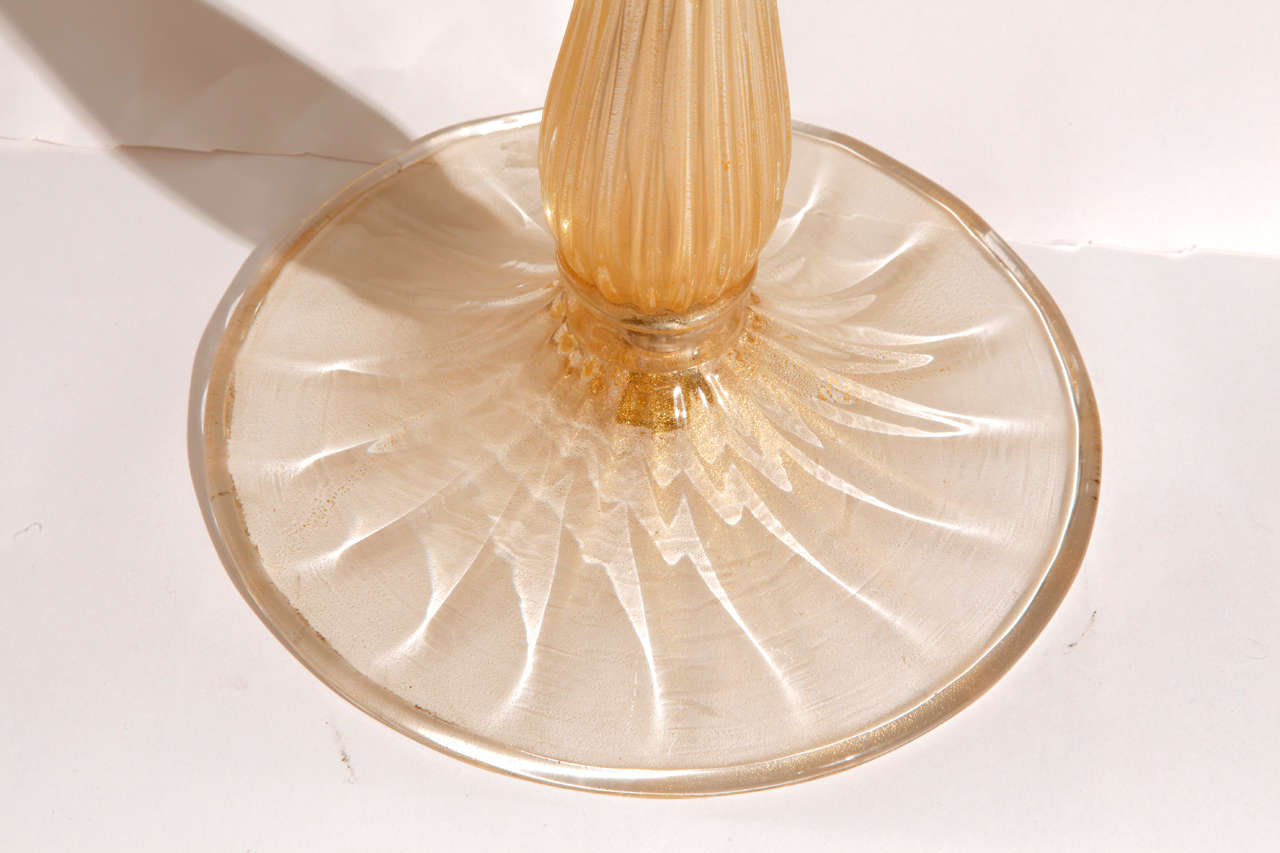  Seguso Murano Glass  Mid Century  Six-Light Table Lamp  Gold Leaf , 1940 For Sale 1